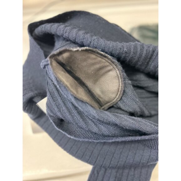 Vintage Liz Claiborne Collection Womens Merino Wool Sweater Ribbed Knit Navy M - Picture 7 of 9